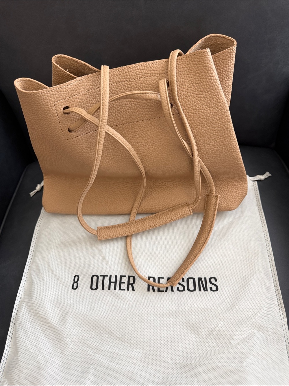 NWOT 8 Other Reasons Tan Vegan Leather Drawstring Tote